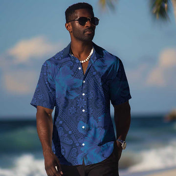 Afro Hibiscus Tropical Hawaiian Shirt ShweShwe African Pattern LT15