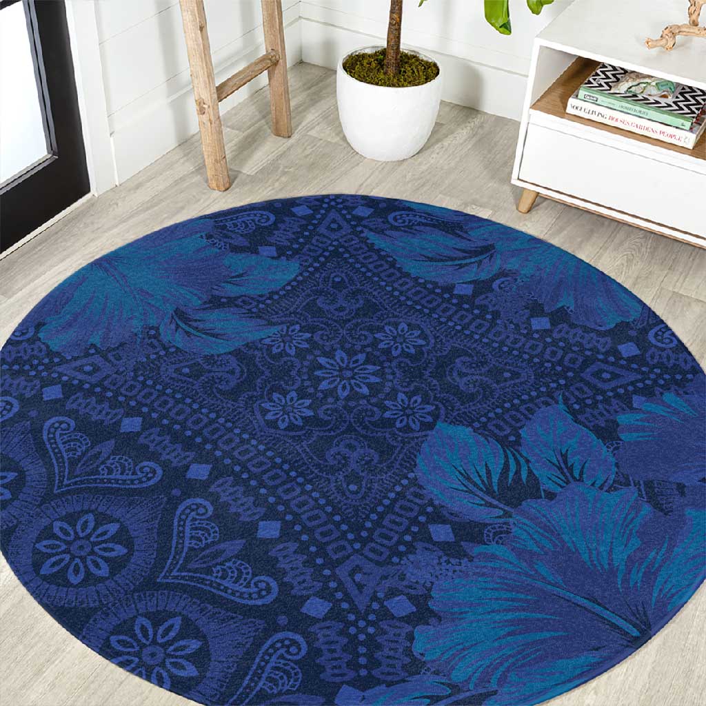 Afro Hibiscus Tropical Round Carpet ShweShwe African Pattern LT15