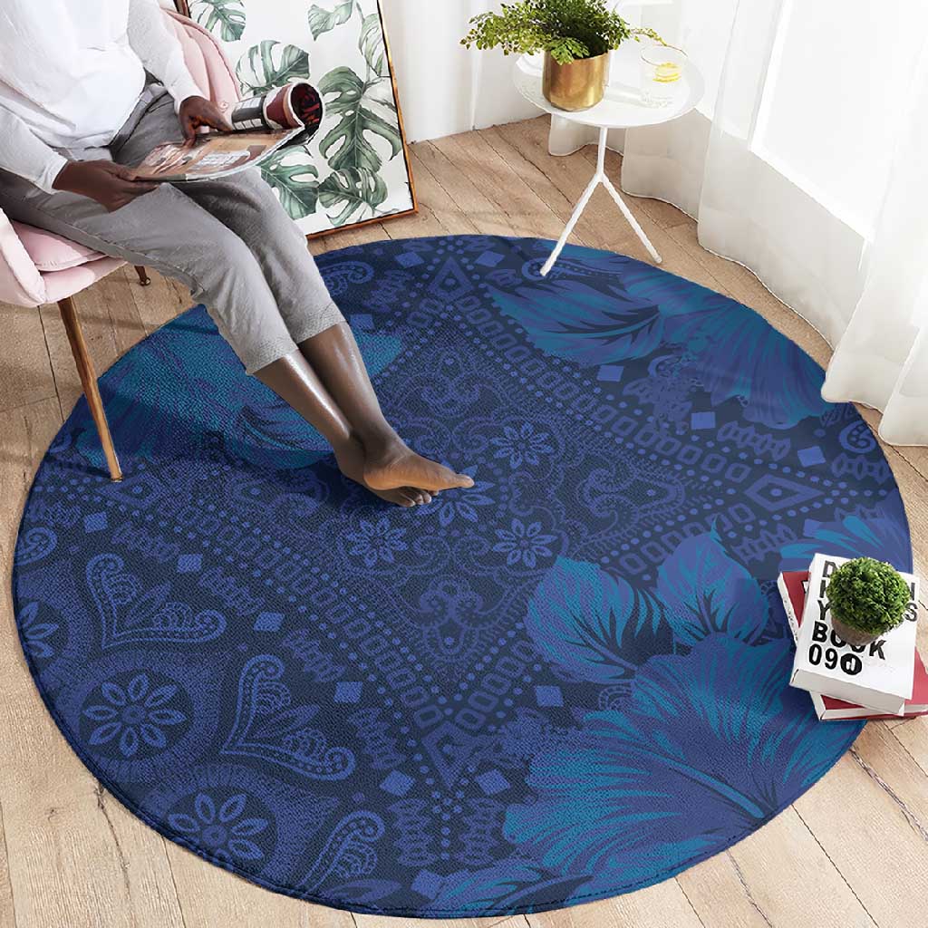 Afro Hibiscus Tropical Round Carpet ShweShwe African Pattern LT15