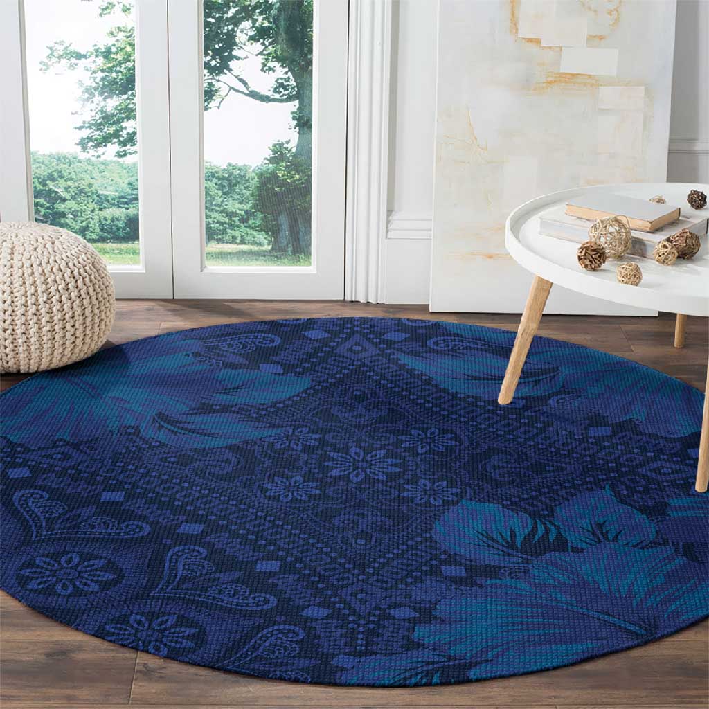 Afro Hibiscus Tropical Round Carpet ShweShwe African Pattern LT15