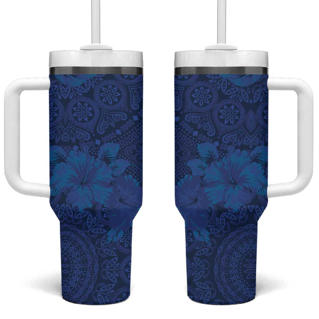 Afro Hibiscus Tropical Tumbler With Handle ShweShwe African Pattern LT15