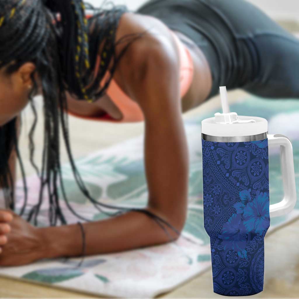 Afro Hibiscus Tropical Tumbler With Handle ShweShwe African Pattern LT15