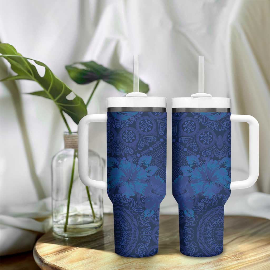 Afro Hibiscus Tropical Tumbler With Handle ShweShwe African Pattern LT15