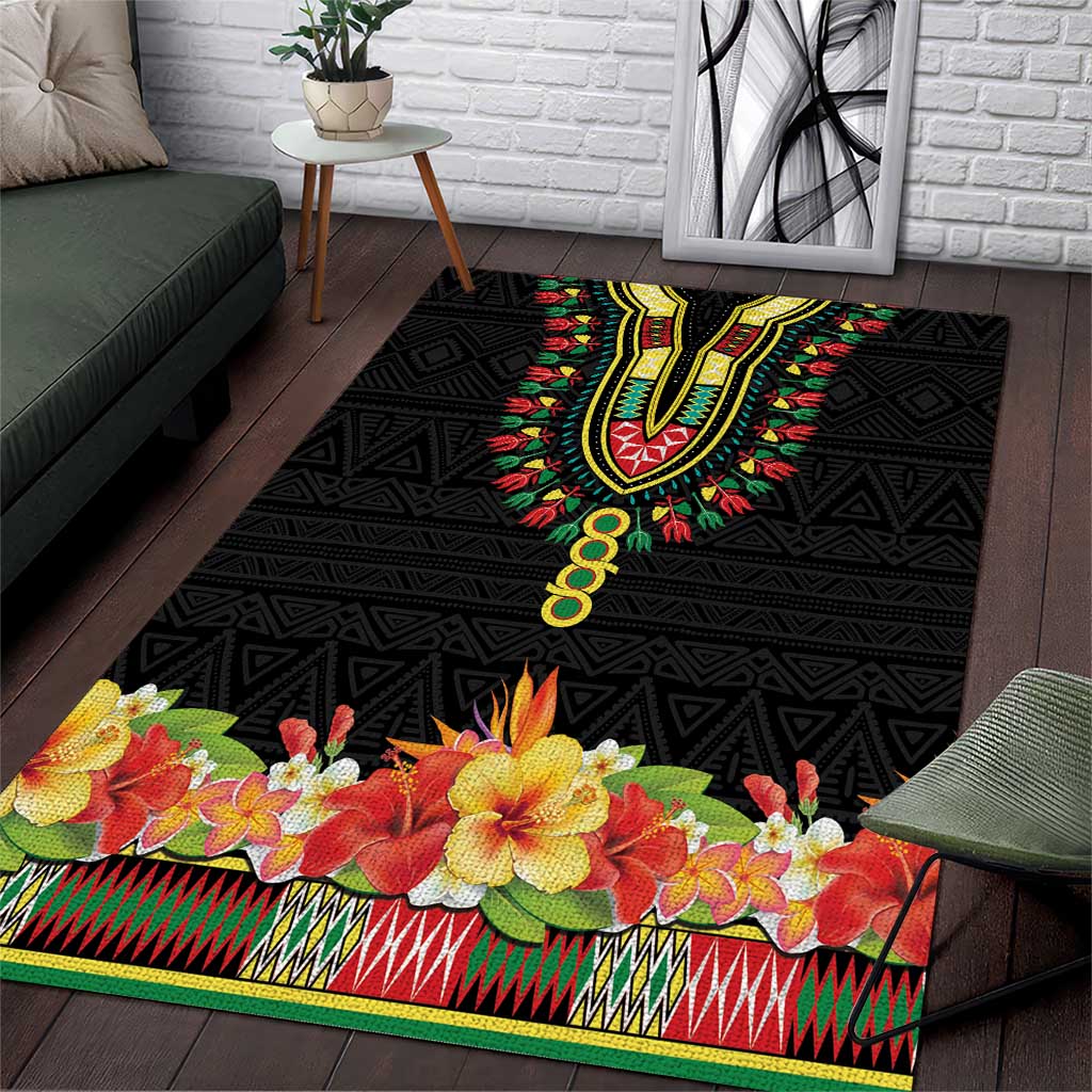 Afro Hibiscus Tropical Area Rug Dashiki African Pattern LT15