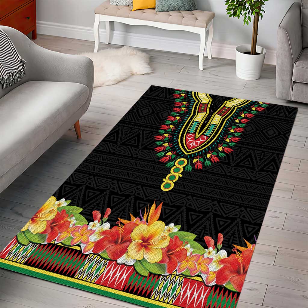 Afro Hibiscus Tropical Area Rug Dashiki African Pattern LT15