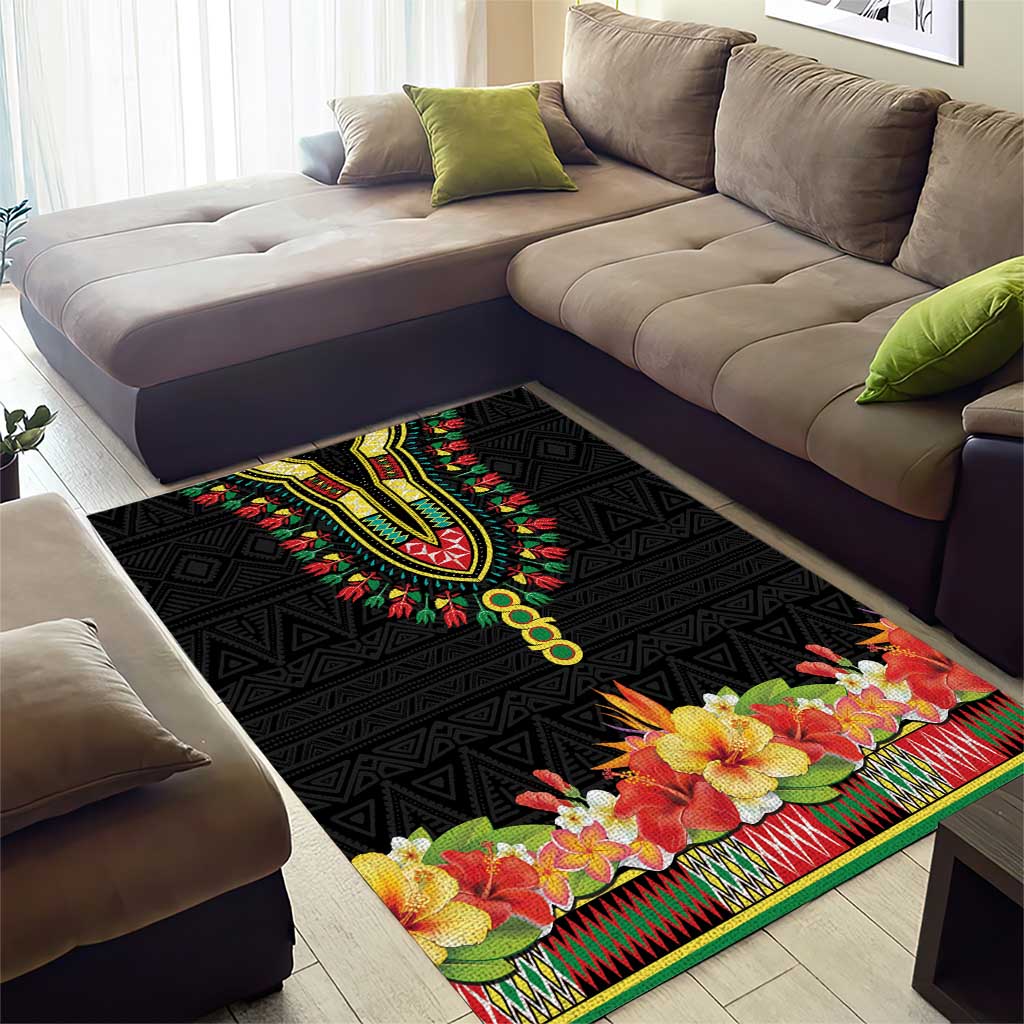 Afro Hibiscus Tropical Area Rug Dashiki African Pattern LT15