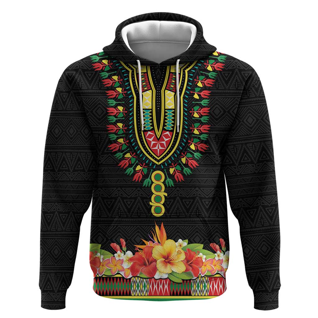 Personalized Hibiscus Mix Dashiki African Pattern Hoodie Adinkra Symbol LT15