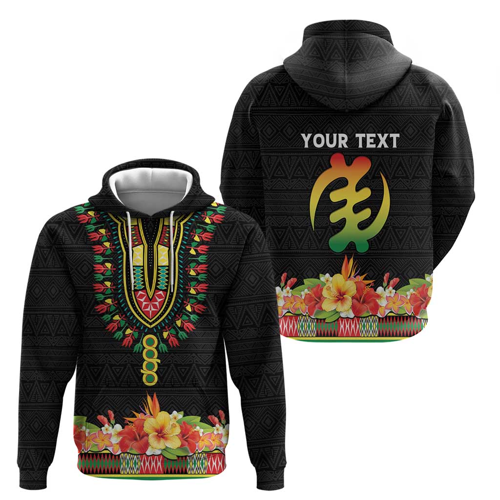 Personalized Hibiscus Mix Dashiki African Pattern Hoodie Adinkra Symbol LT15