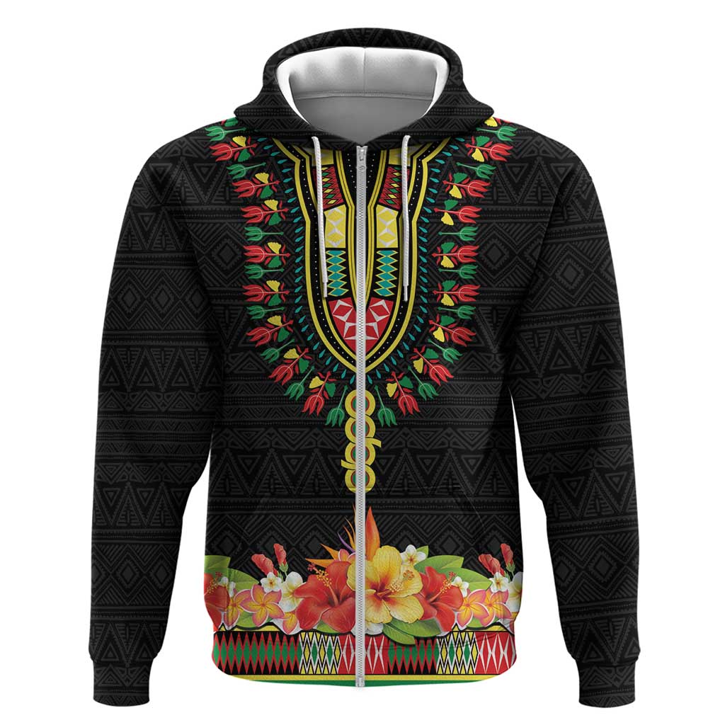 Personalized Hibiscus Mix Dashiki African Pattern Hoodie Adinkra Symbol LT15