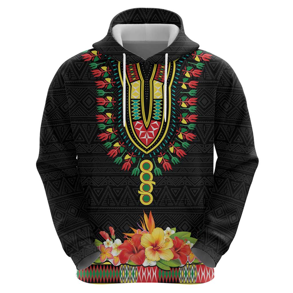 Personalized Hibiscus Mix Dashiki African Pattern Hoodie Adinkra Symbol LT15