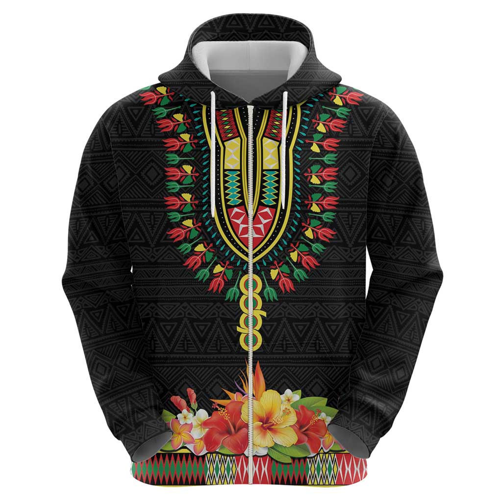 Personalized Hibiscus Mix Dashiki African Pattern Hoodie Adinkra Symbol LT15