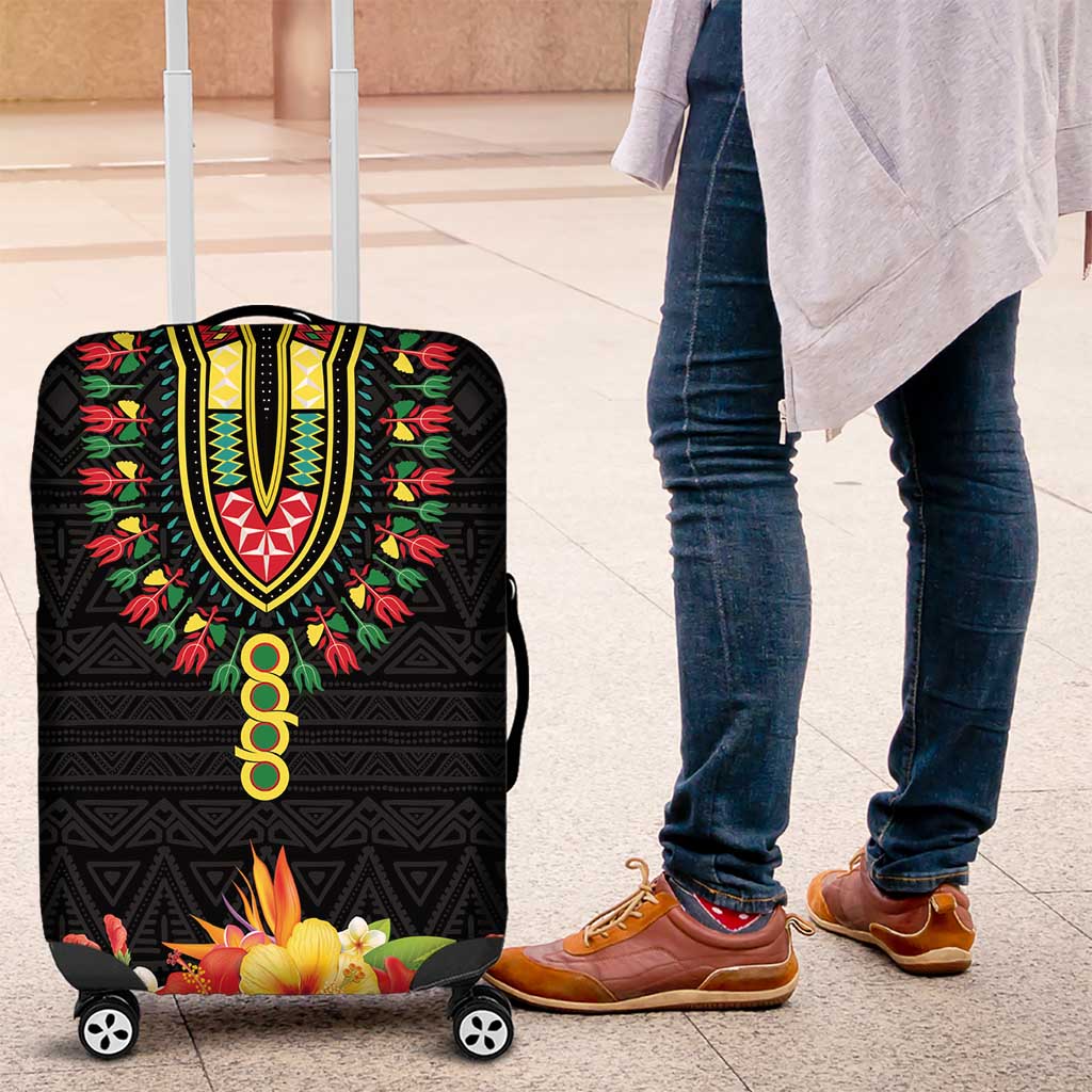 Hibiscus Mix Dashiki African Pattern Luggage Cover Adinkra Symbol LT15