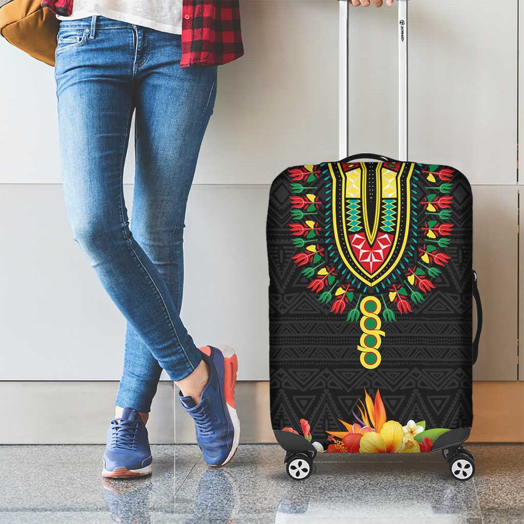 Hibiscus Mix Dashiki African Pattern Luggage Cover Adinkra Symbol LT15