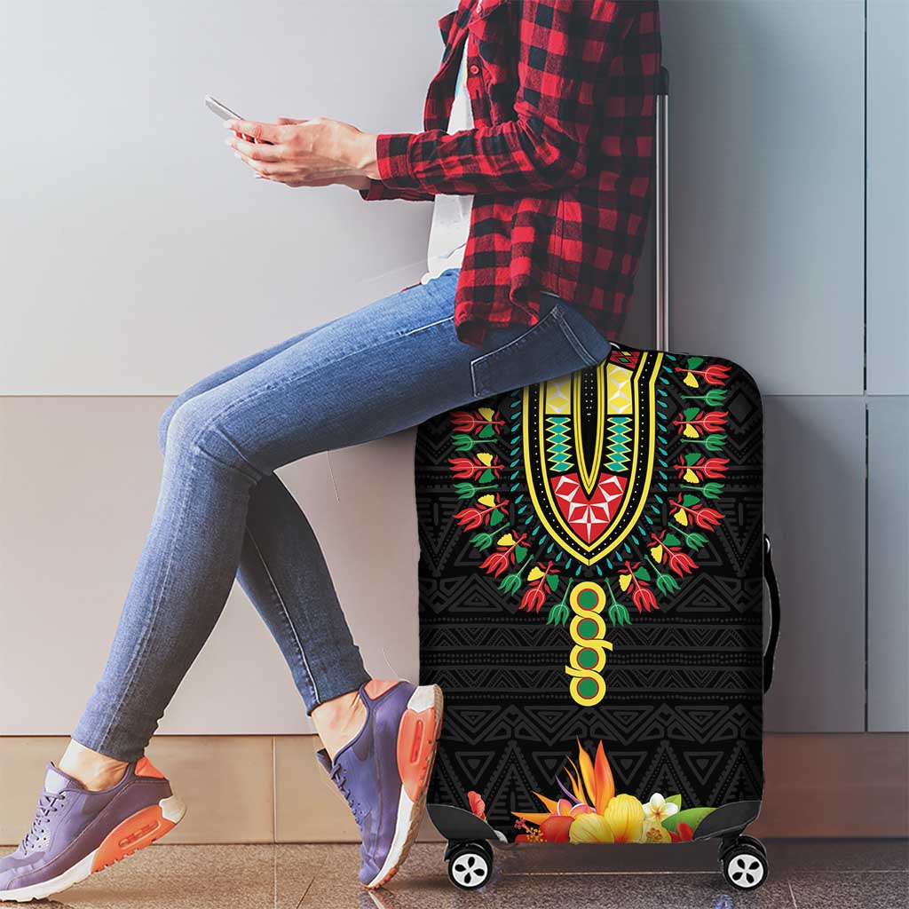 Hibiscus Mix Dashiki African Pattern Luggage Cover Adinkra Symbol LT15