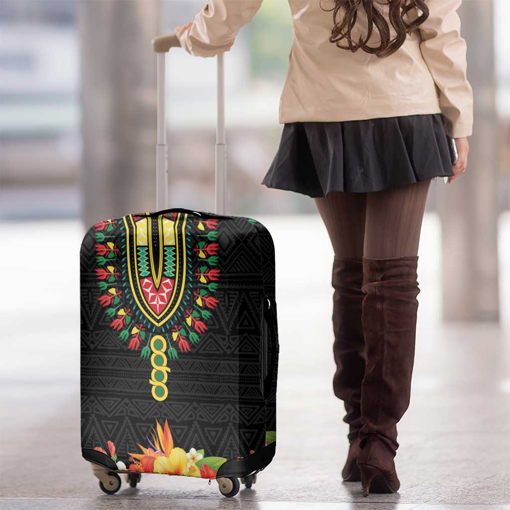 Hibiscus Mix Dashiki African Pattern Luggage Cover Adinkra Symbol LT15