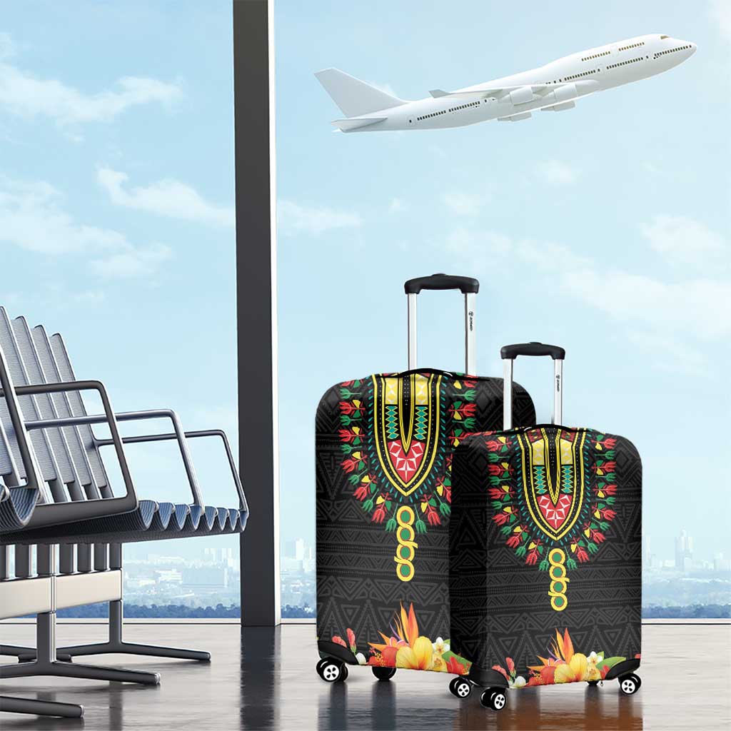 Hibiscus Mix Dashiki African Pattern Luggage Cover Adinkra Symbol LT15