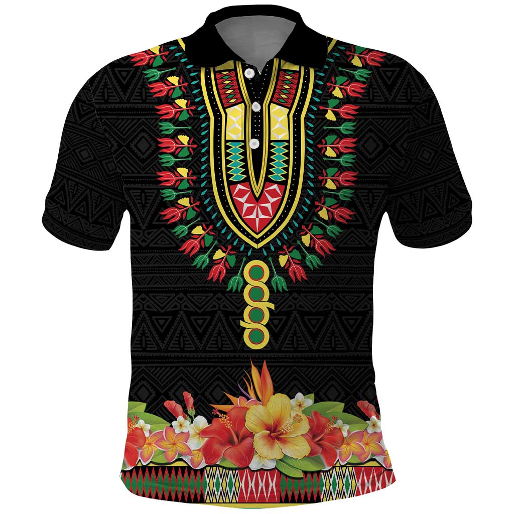 Personalized Hibiscus Mix Dashiki African Pattern Polo Shirt Adinkra Symbol LT15