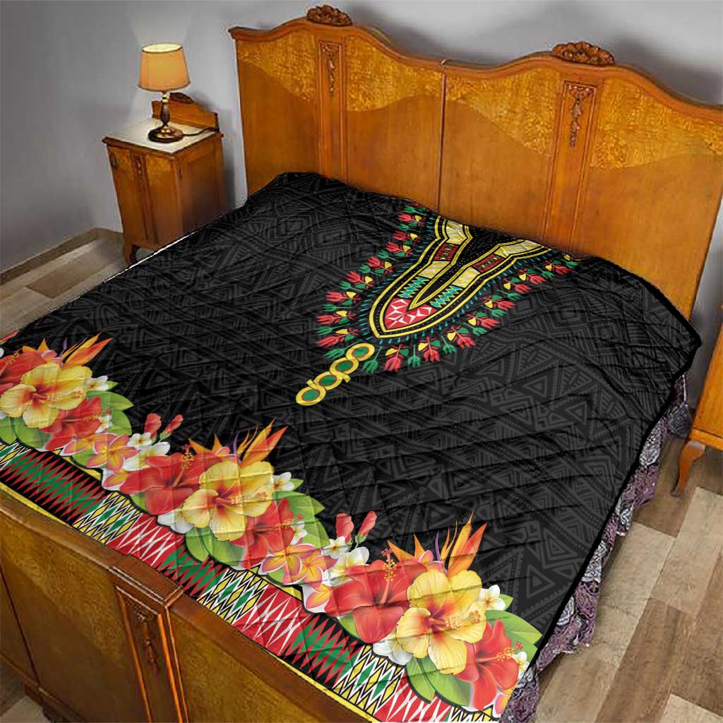 Afro Hibiscus Tropical Quilt Dashiki African Pattern LT15