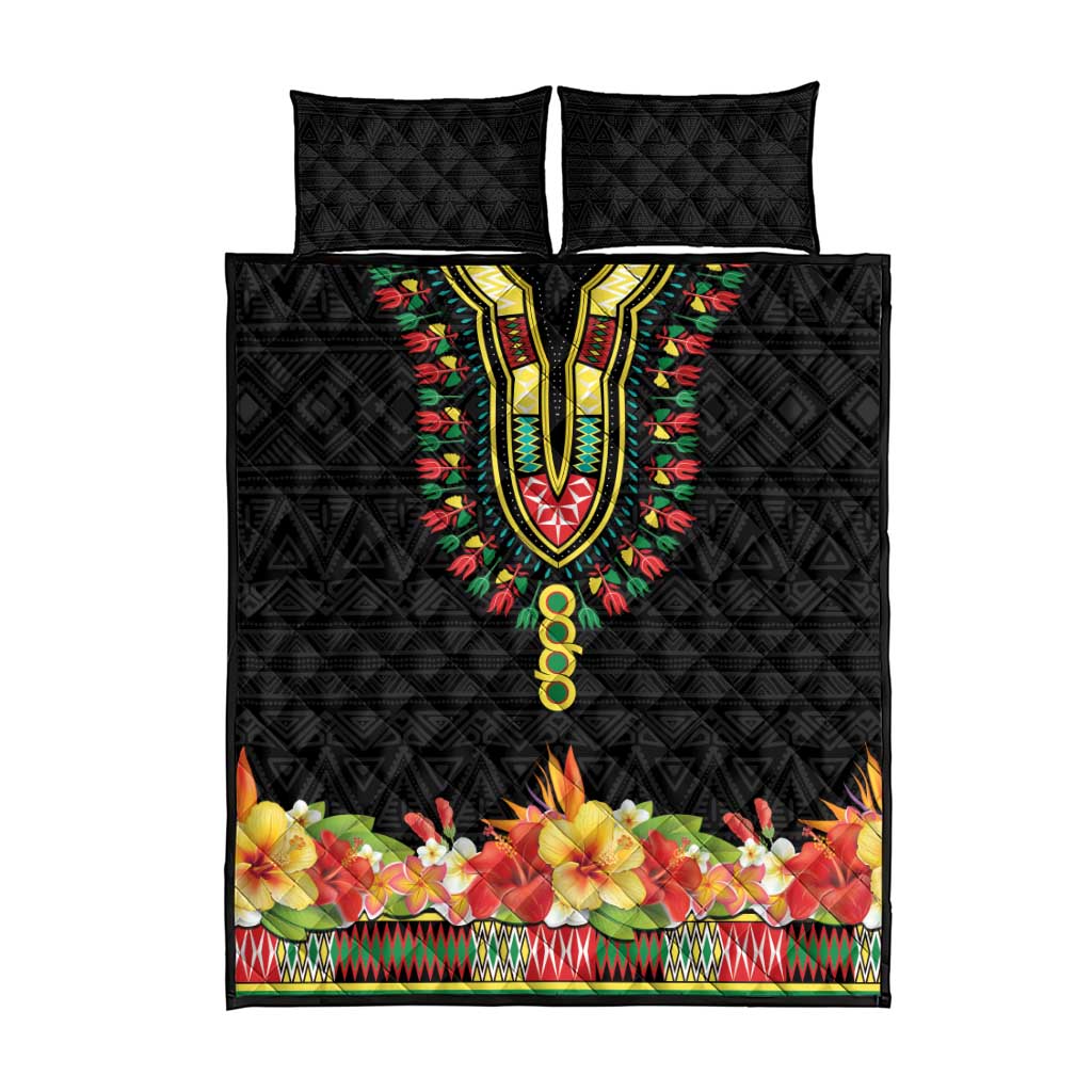 Afro Hibiscus Tropical Quilt Bed Set Dashiki African Pattern LT15