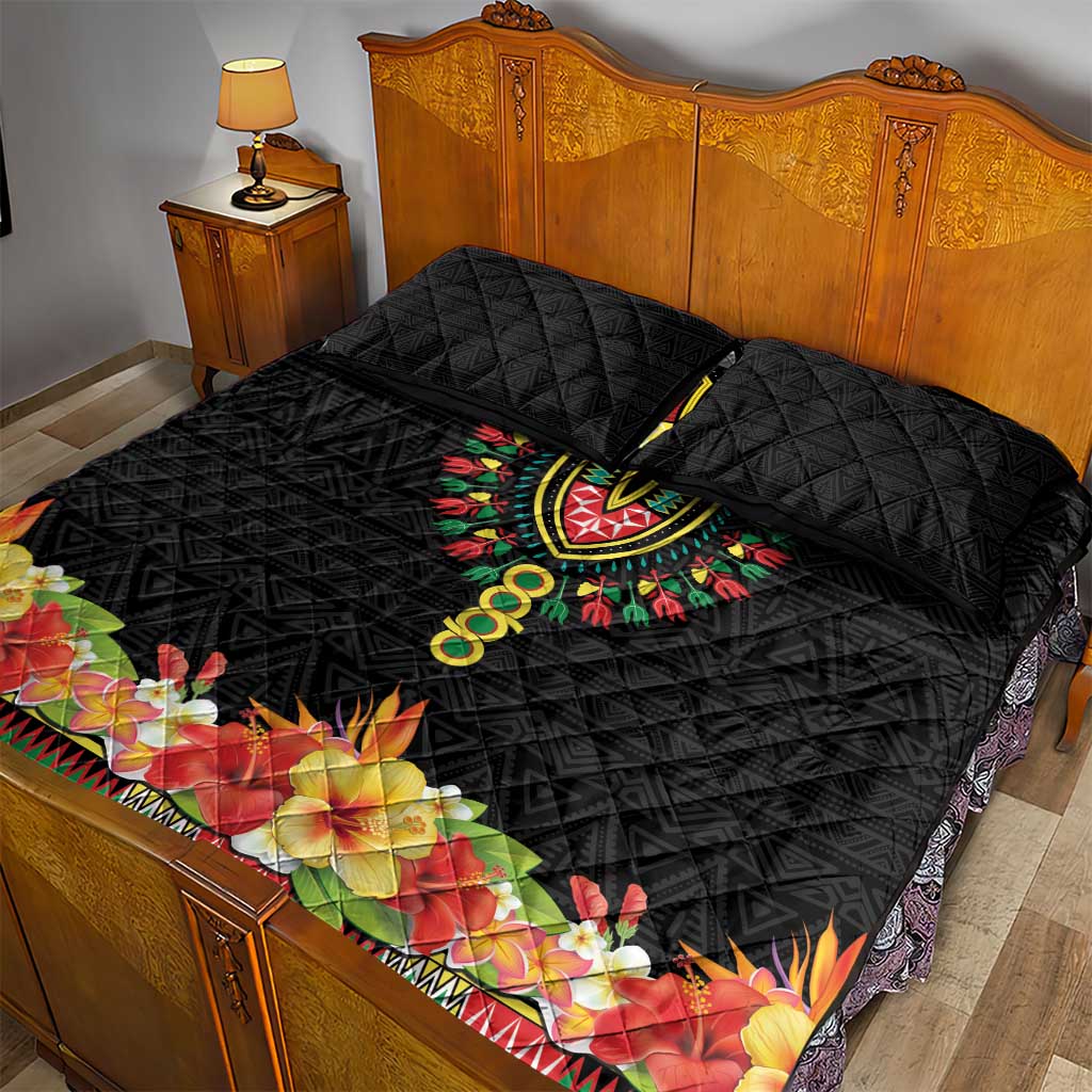 Afro Hibiscus Tropical Quilt Bed Set Dashiki African Pattern LT15