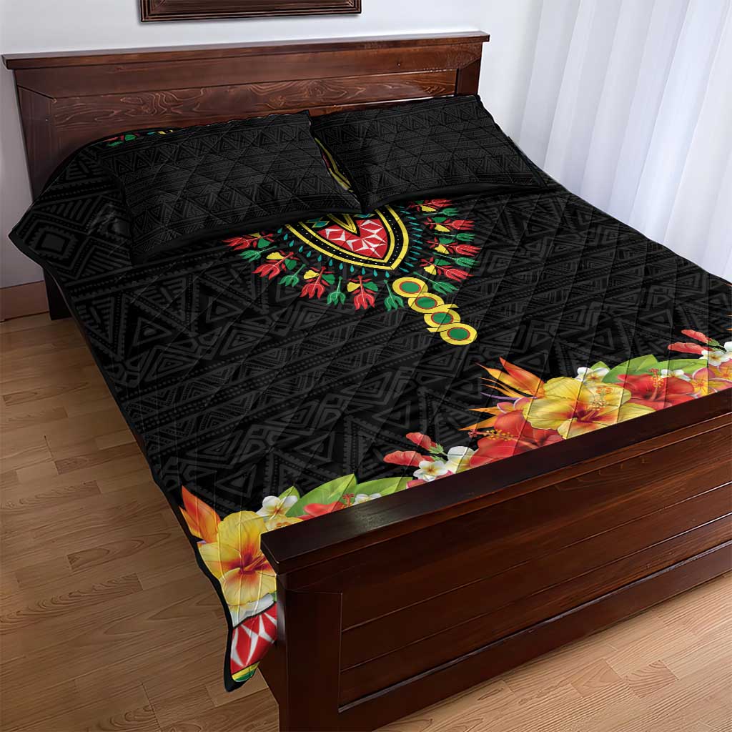 Afro Hibiscus Tropical Quilt Bed Set Dashiki African Pattern LT15