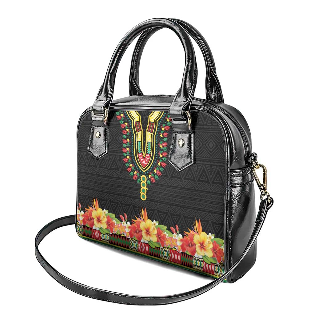 Hibiscus Mix Dashiki African Pattern Shoulder Handbag Adinkra Symbol LT15