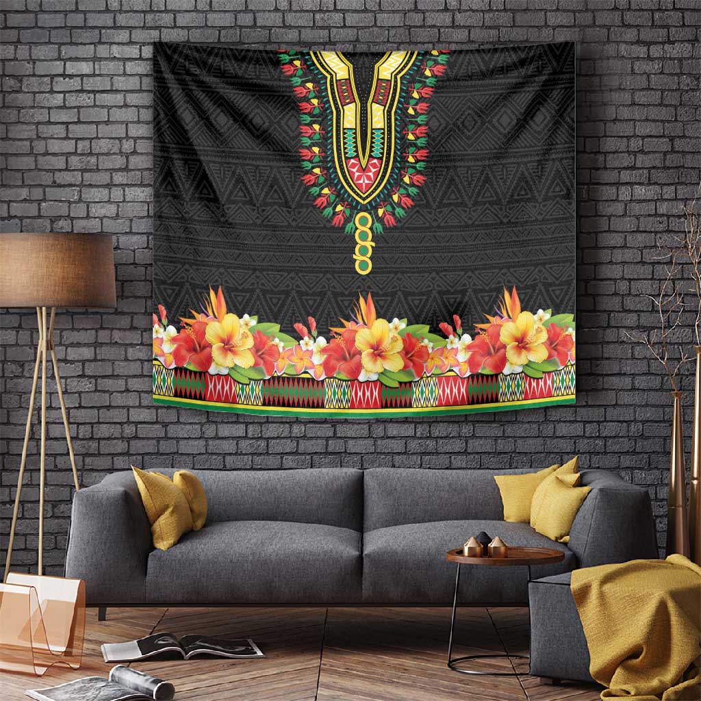 Afro Hibiscus Tropical Tapestry Dashiki African Pattern LT15