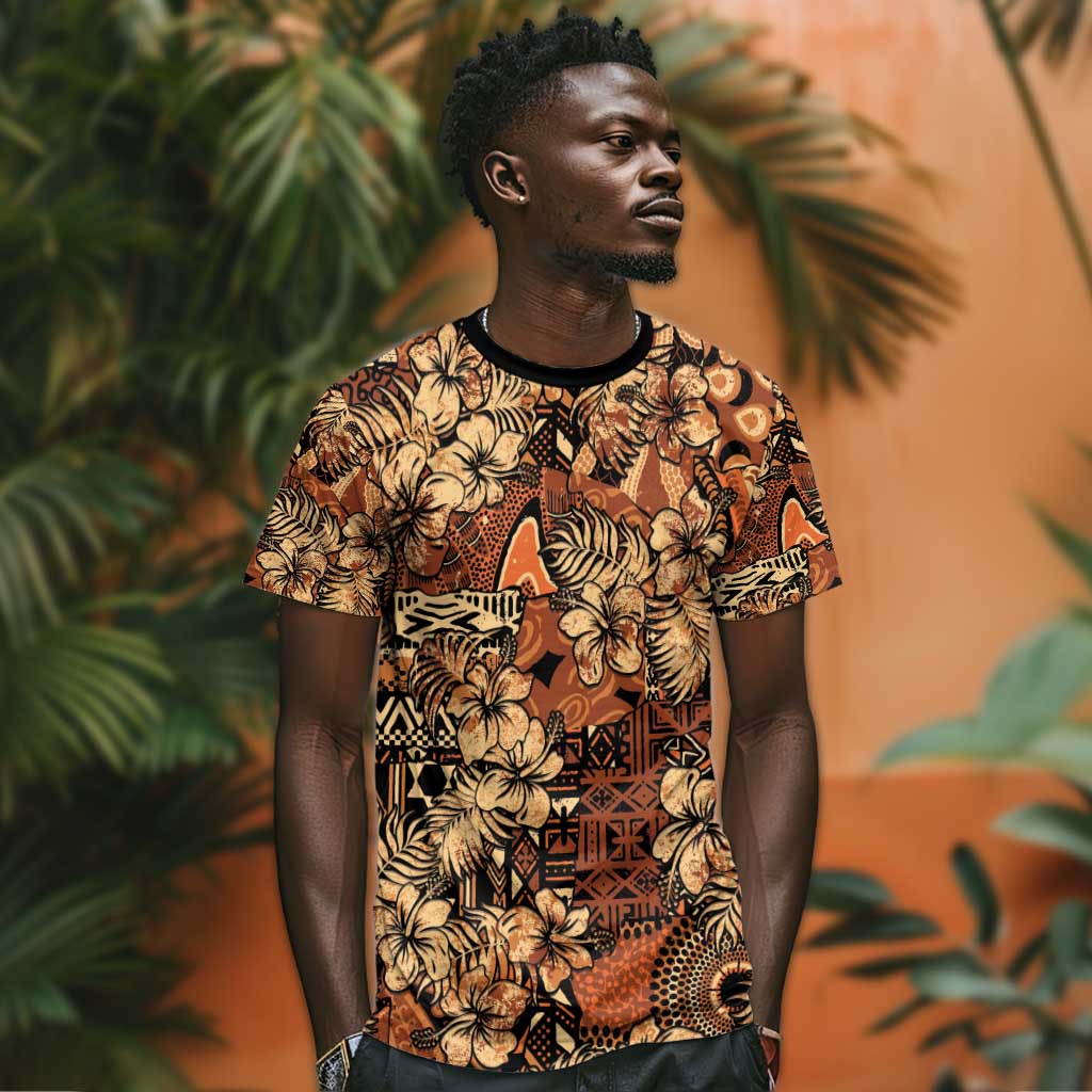 Afro Hibiscus Tropical T shirt African Pattern LT15
