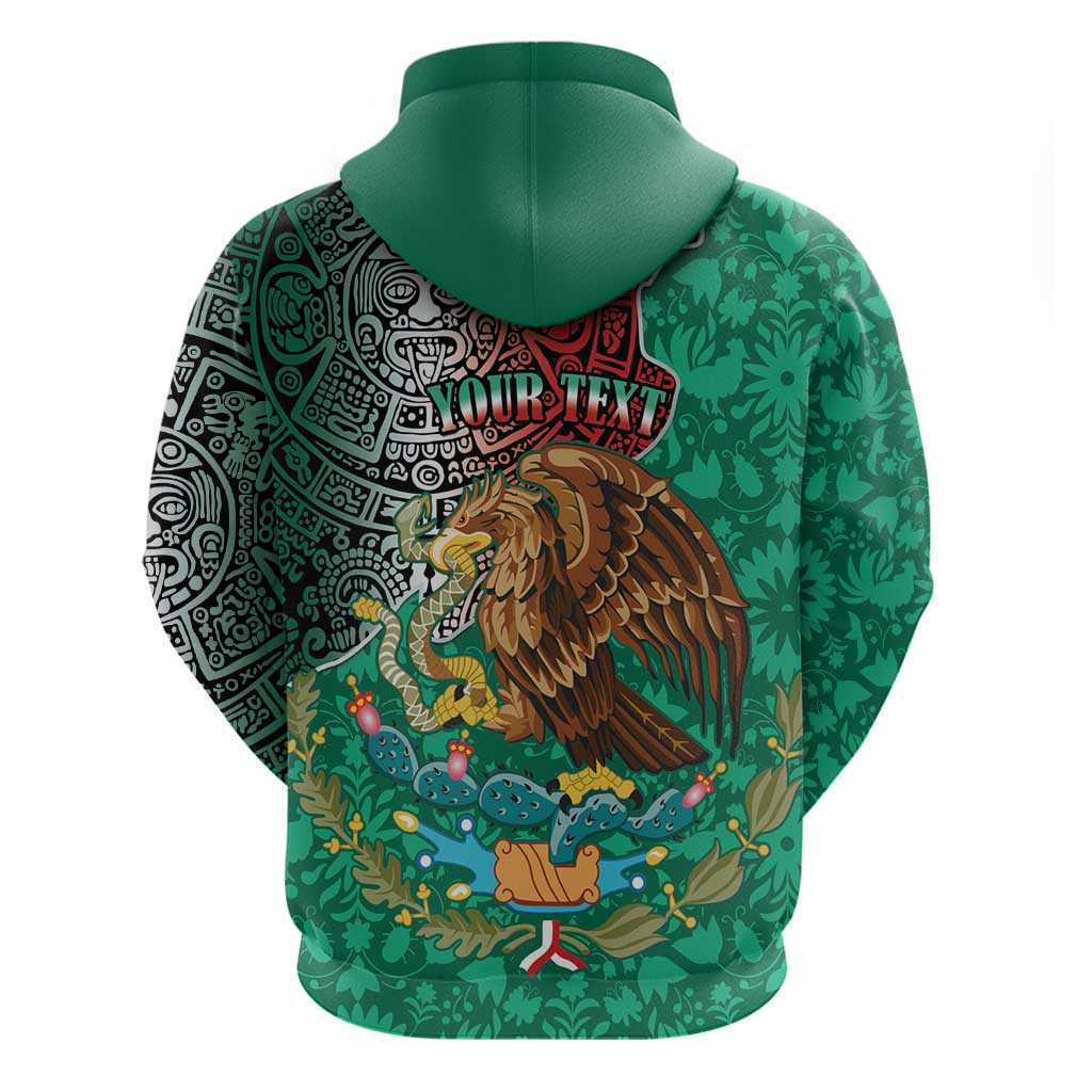 Personalised Viva La Mexico Hoodie Coat Of Arms Aztec Mix Otomi Patterns LT15