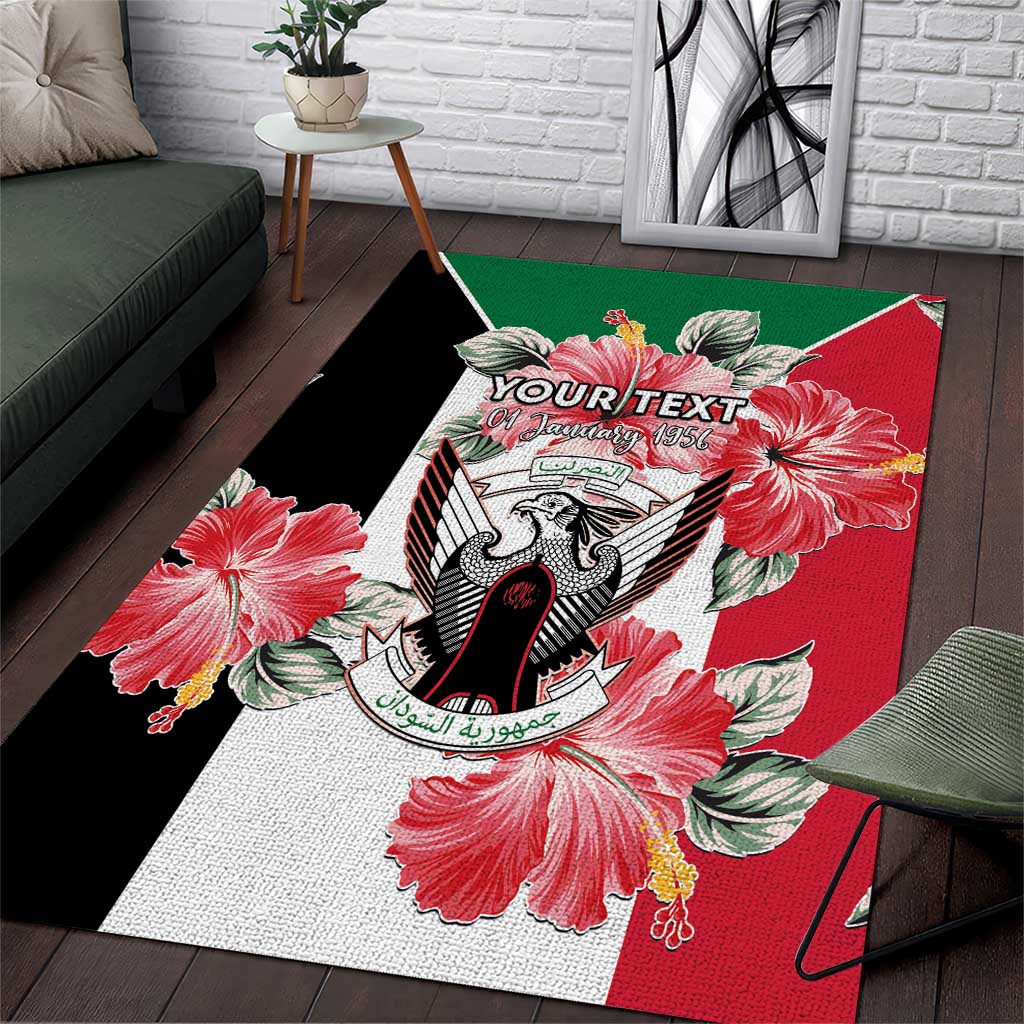 Personalized Afro Sudan Area Rug Happy Independence Day LT15