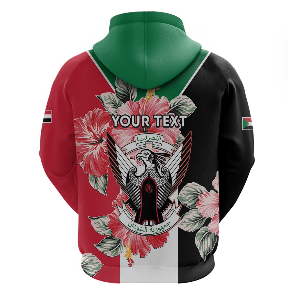 Personalised Sudan Independence Day Hoodie Coat Of Arms Mix Hisbicus LT15
