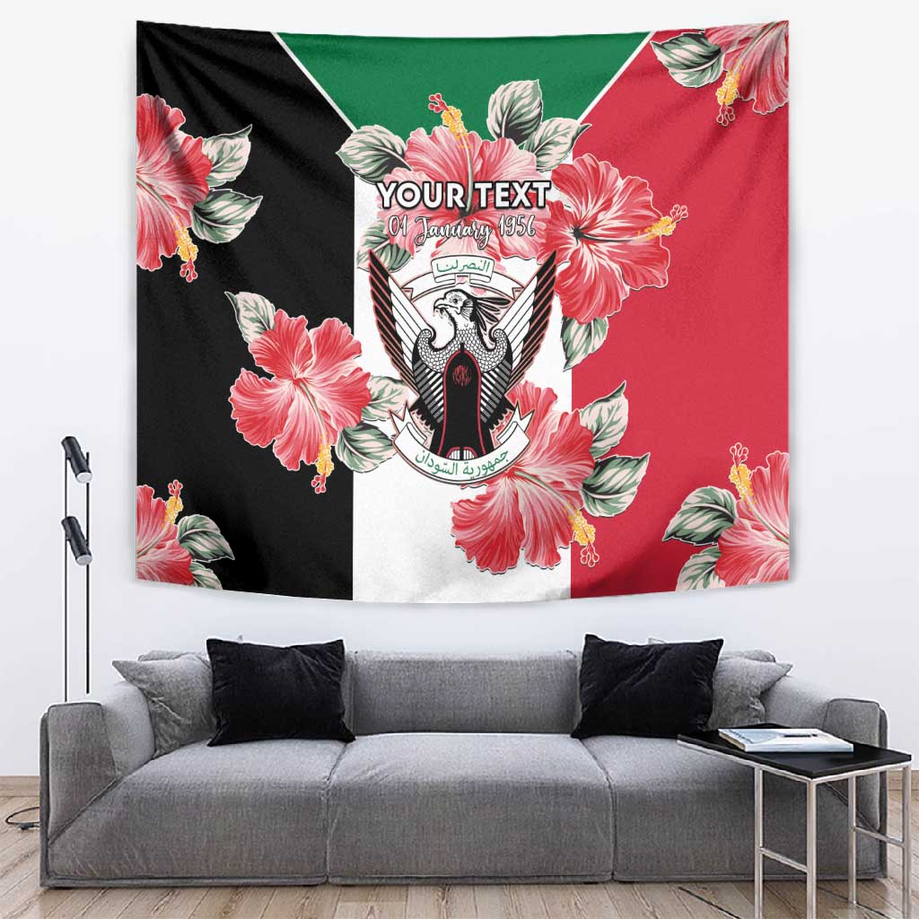 Personalized Afro Sudan Tapestry Happy Independence Day LT15