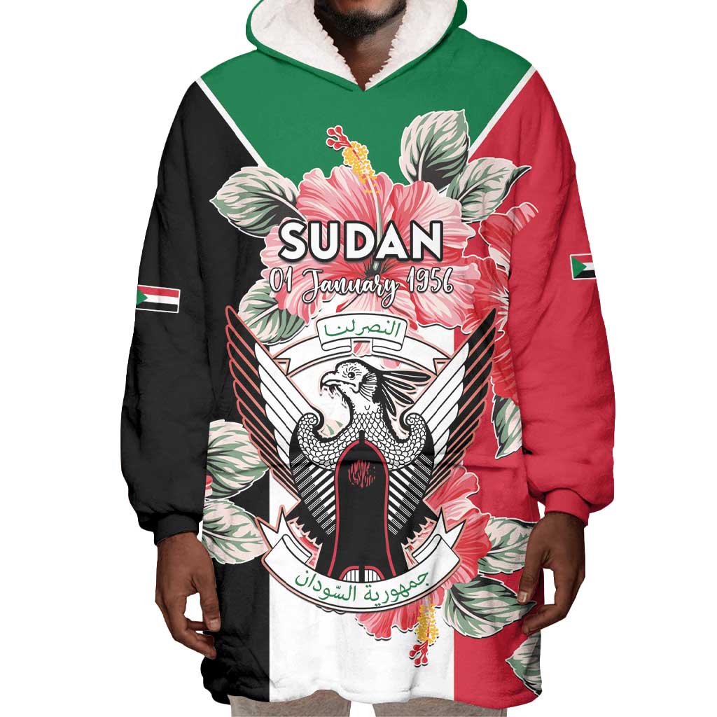 Personalized Afro Sudan Wearable Blanket Hoodie Happy Independence Day LT15
