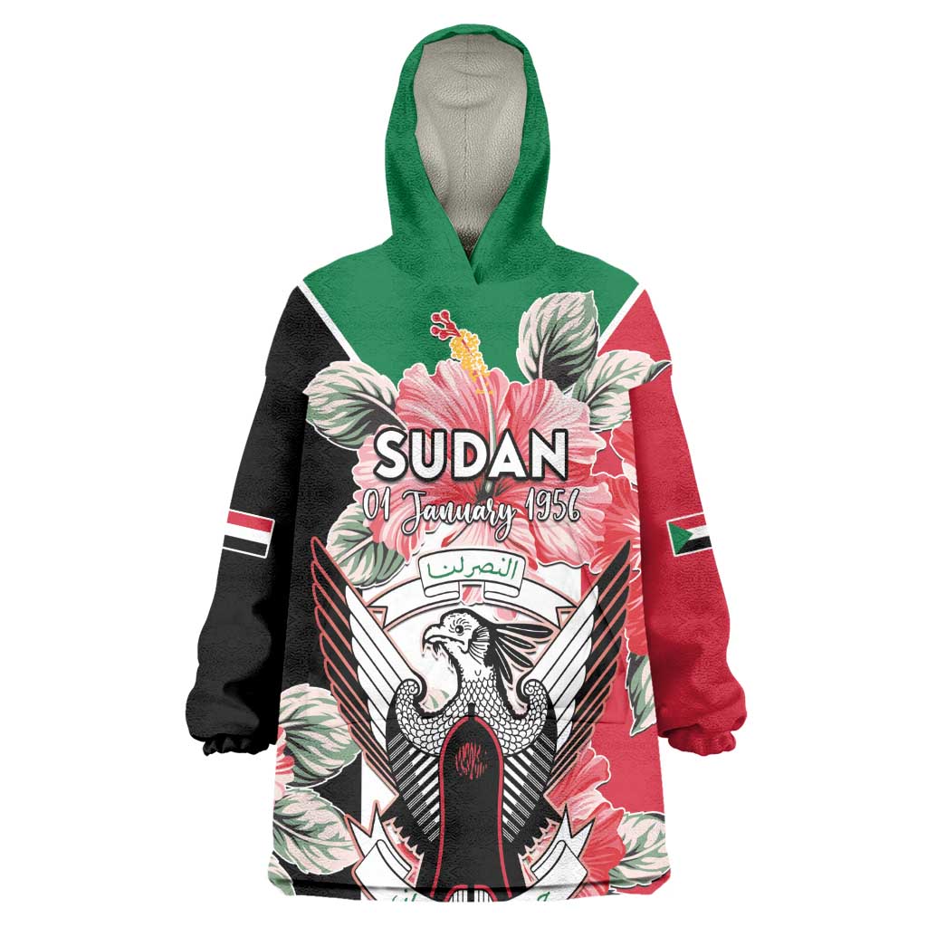 Personalized Afro Sudan Wearable Blanket Hoodie Happy Independence Day LT15
