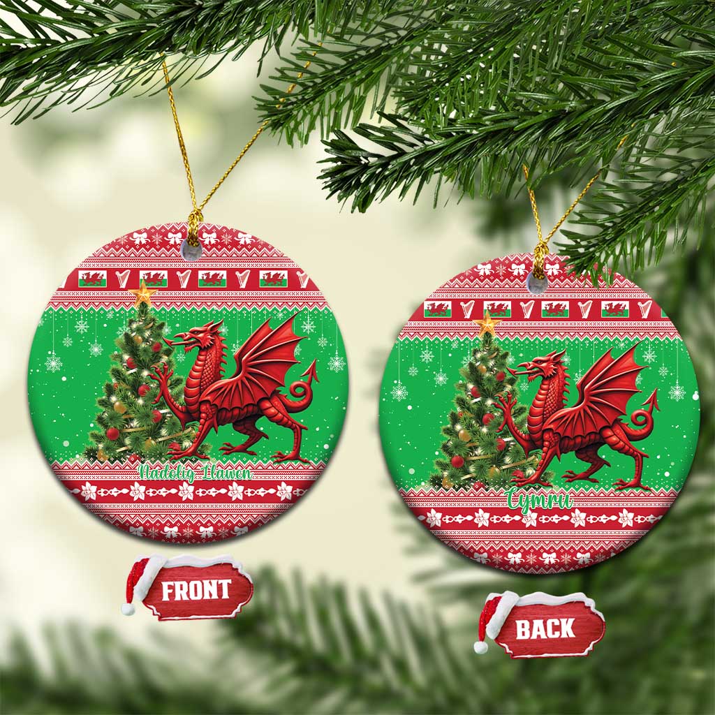 Wales Christmas Ceramic Ornament Welsh Dragon Nadolig Llawen LT15