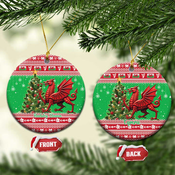 Wales Christmas Ceramic Ornament Welsh Dragon Nadolig Llawen LT15
