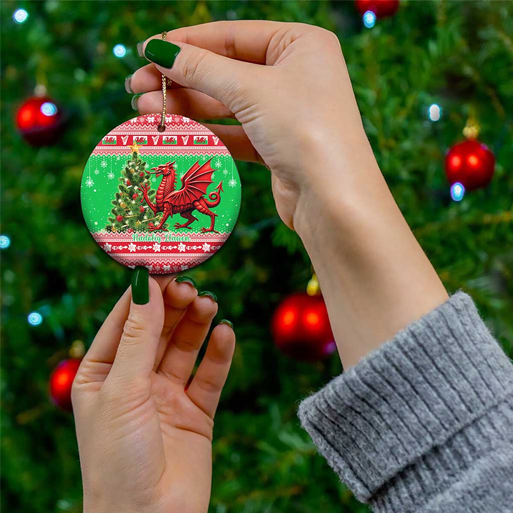 Wales Christmas Ceramic Ornament Welsh Dragon Nadolig Llawen LT15