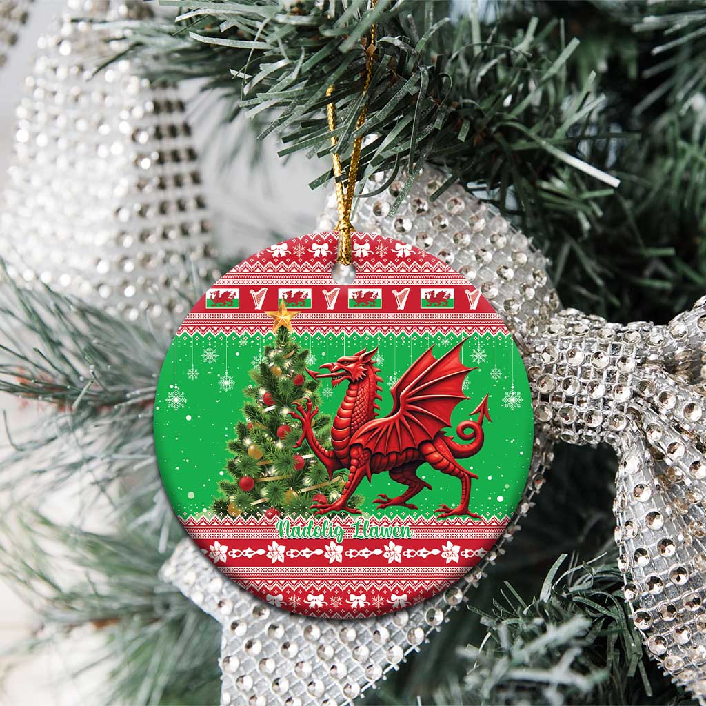 Wales Christmas Ceramic Ornament Welsh Dragon Nadolig Llawen LT15