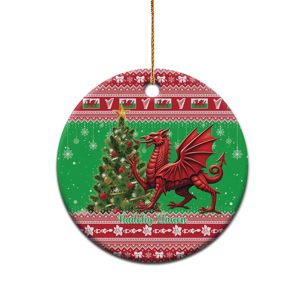 Wales Christmas Ceramic Ornament Welsh Dragon Nadolig Llawen LT15