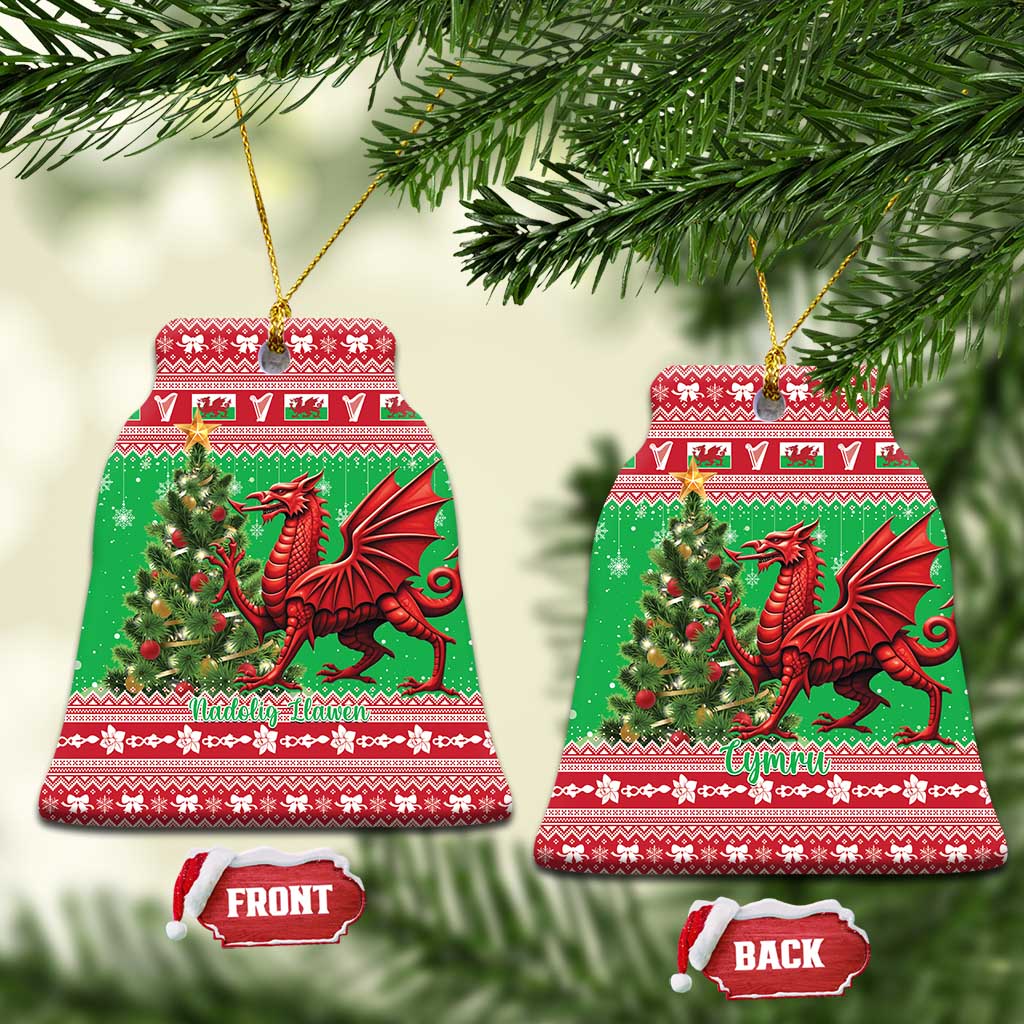 Wales Christmas Ceramic Ornament Welsh Dragon Nadolig Llawen LT15