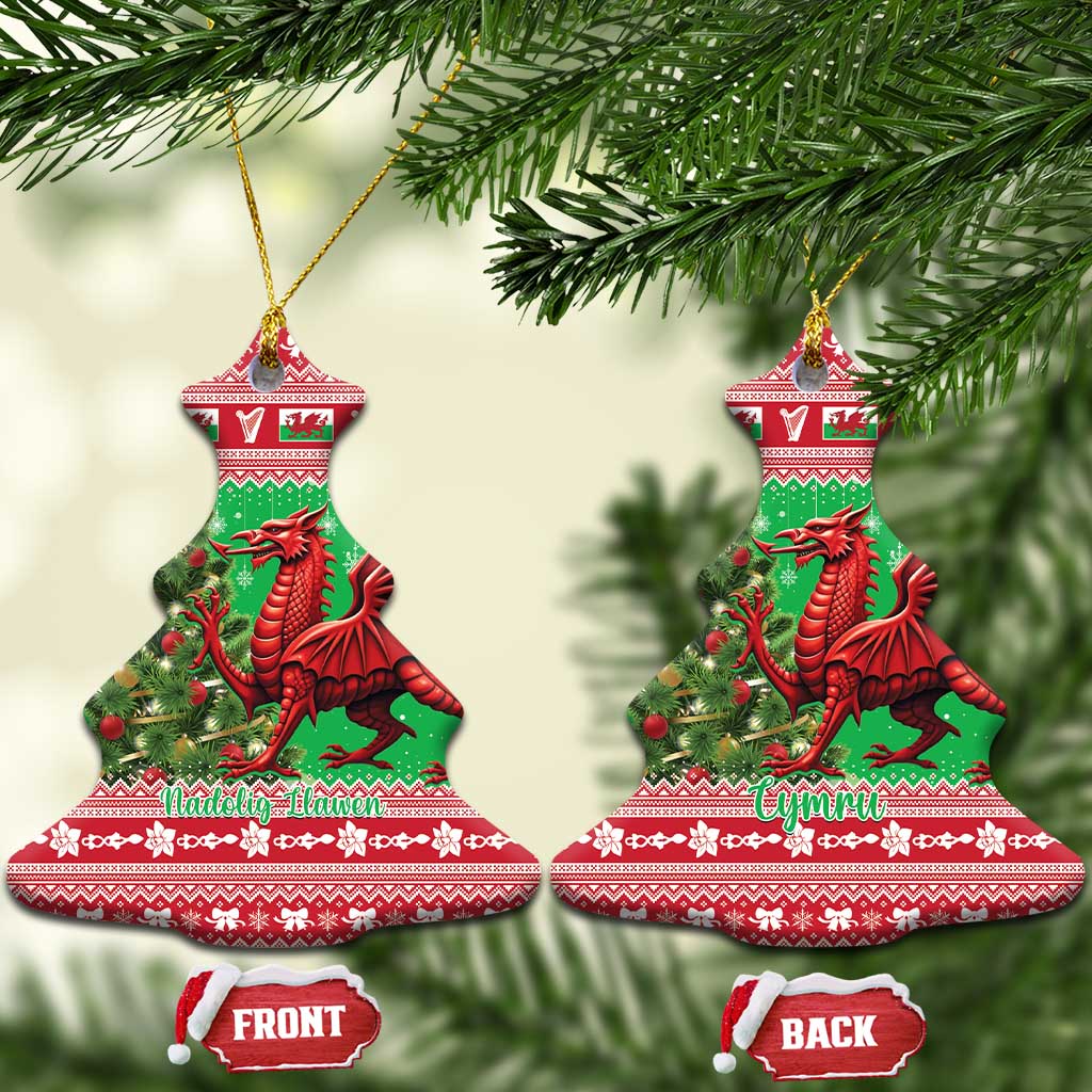 Wales Christmas Ceramic Ornament Welsh Dragon Nadolig Llawen LT15