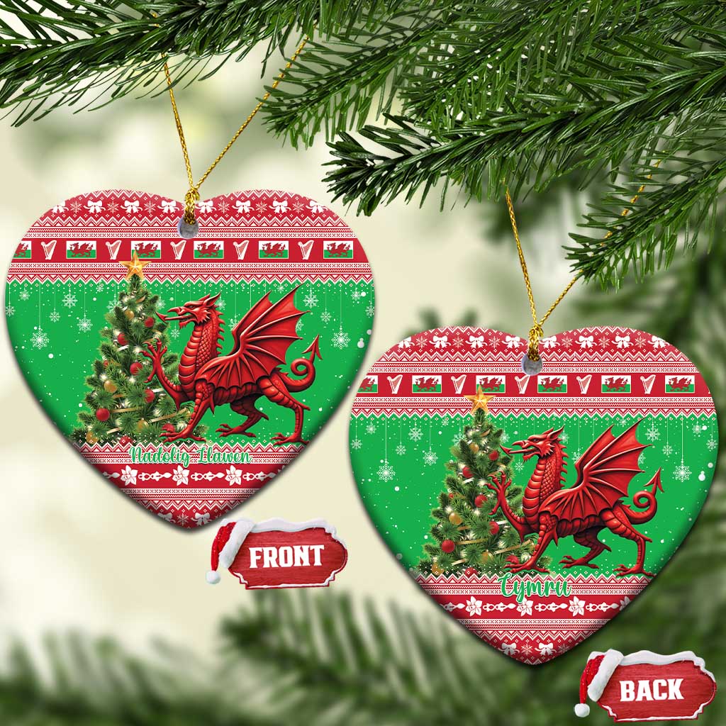 Wales Christmas Ceramic Ornament Welsh Dragon Nadolig Llawen LT15