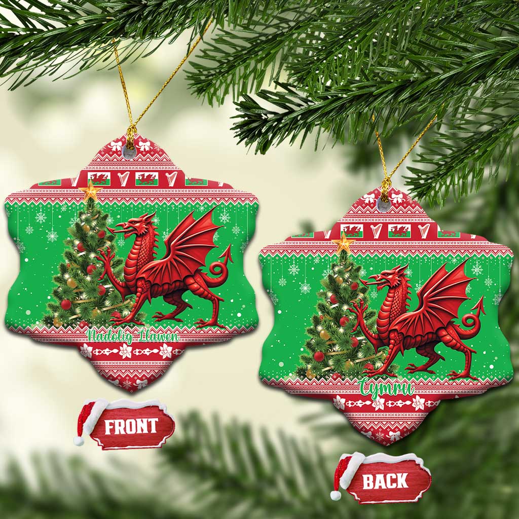 Wales Christmas Ceramic Ornament Welsh Dragon Nadolig Llawen LT15