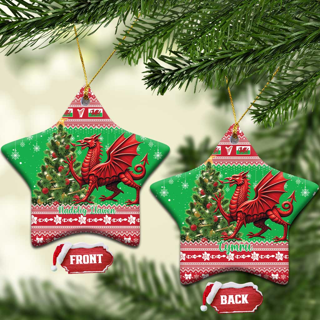 Wales Christmas Ceramic Ornament Welsh Dragon Nadolig Llawen LT15
