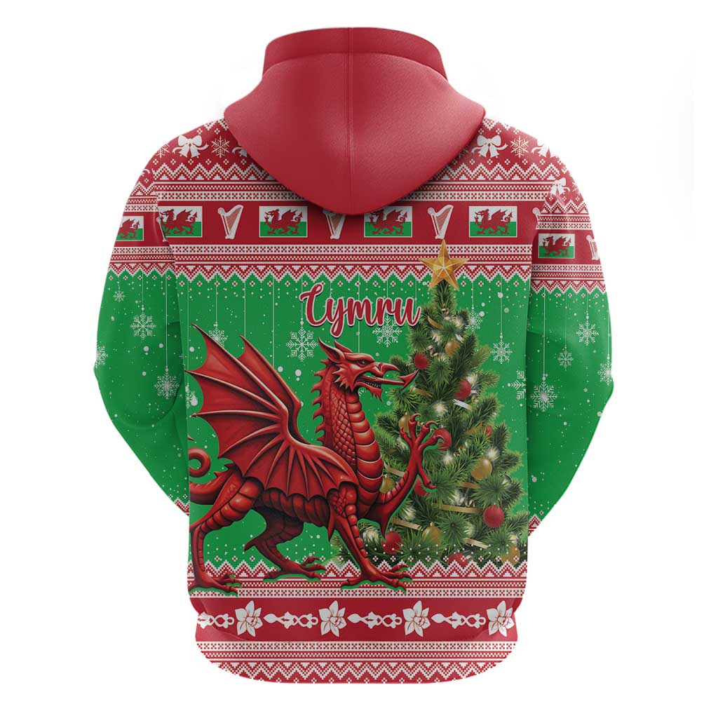 Wales Christmas Hoodie Welsh Dragon Nadolig Llawen LT15