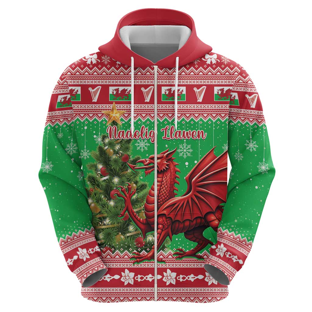 Wales Christmas Hoodie Welsh Dragon Nadolig Llawen LT15