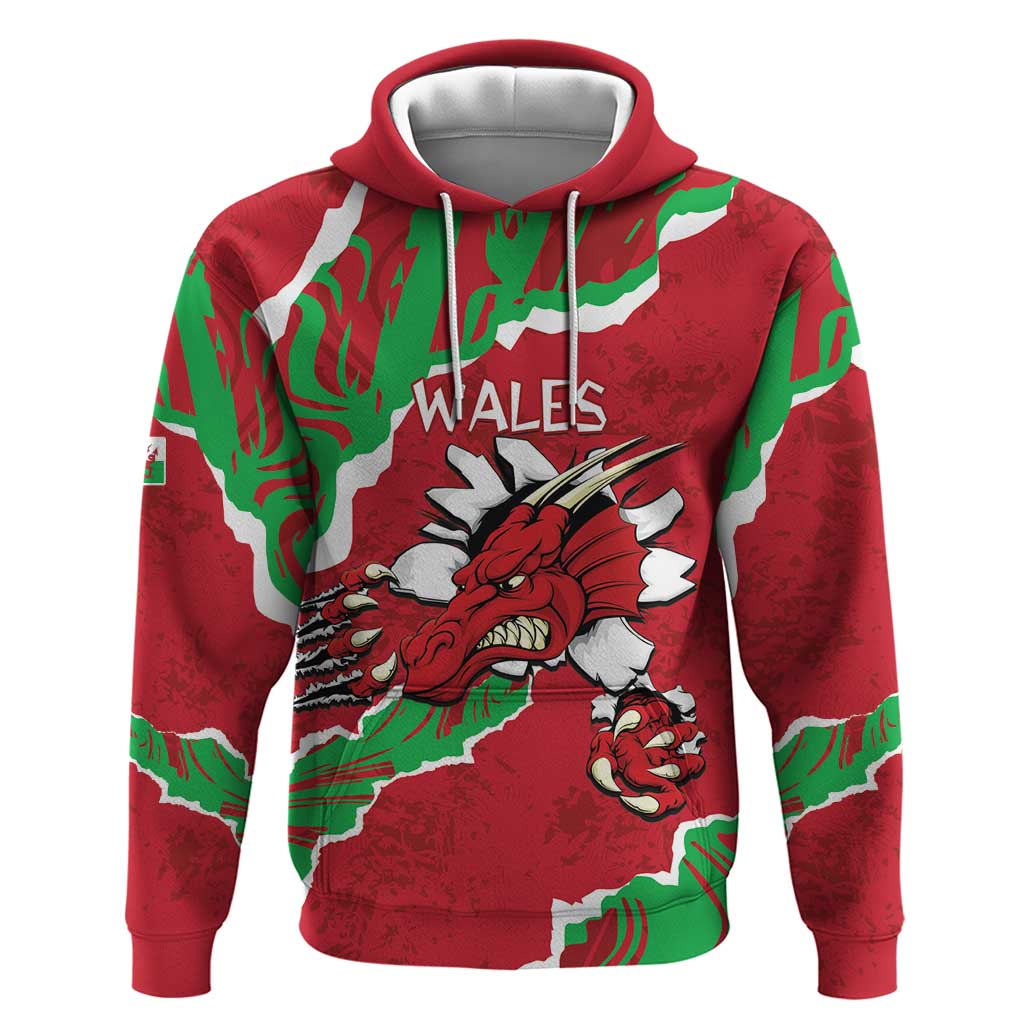 Personalised Wales Hoodie Welsh Dragon LT15