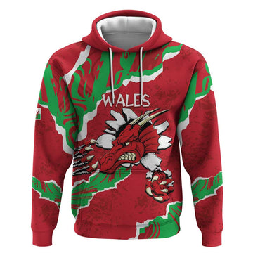 Personalised Wales Hoodie Welsh Dragon LT15