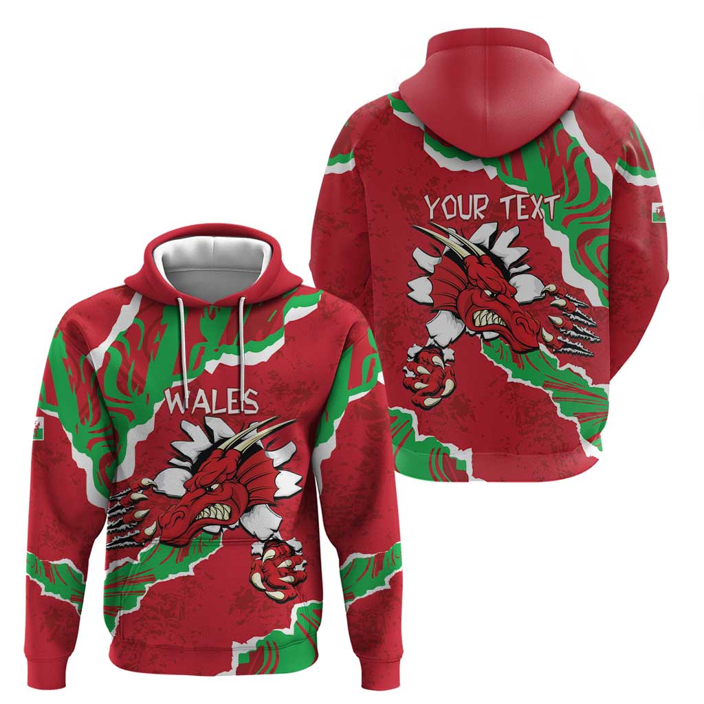 Personalised Wales Hoodie Welsh Dragon LT15