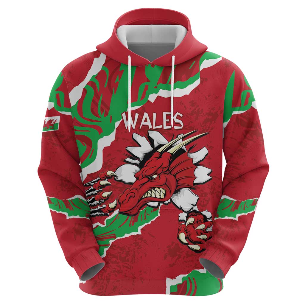 Personalised Wales Hoodie Welsh Dragon LT15